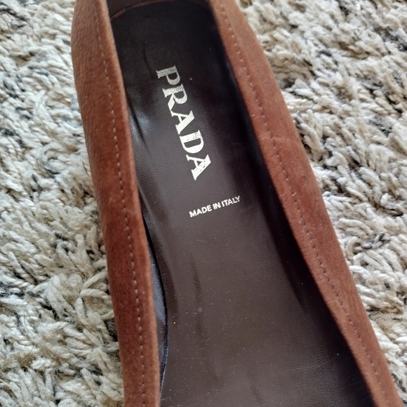 PRADA brown Leather Cactus Ballet heart applique Shoe sz 37/6,5 - Picture 3 of 8